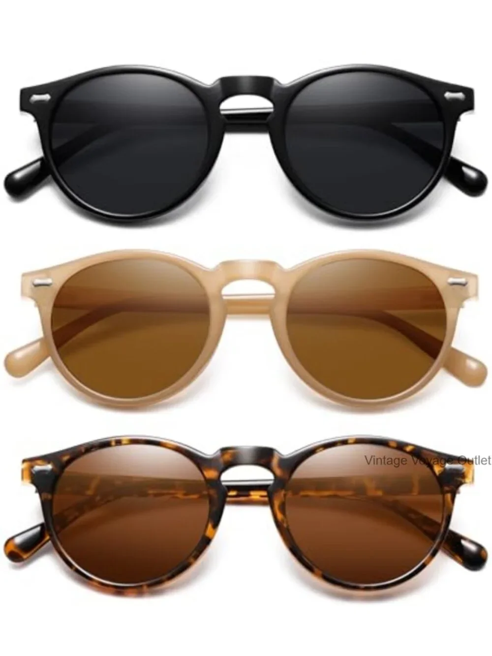 Retro Round Polarized Sunglasses for Women Vintage Circle Sun Glasses UV